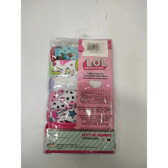 NEW, GIRLS LOL SURPRISE PANTIES, 6 PACK, SIZE 4 - Picture 2 of 2